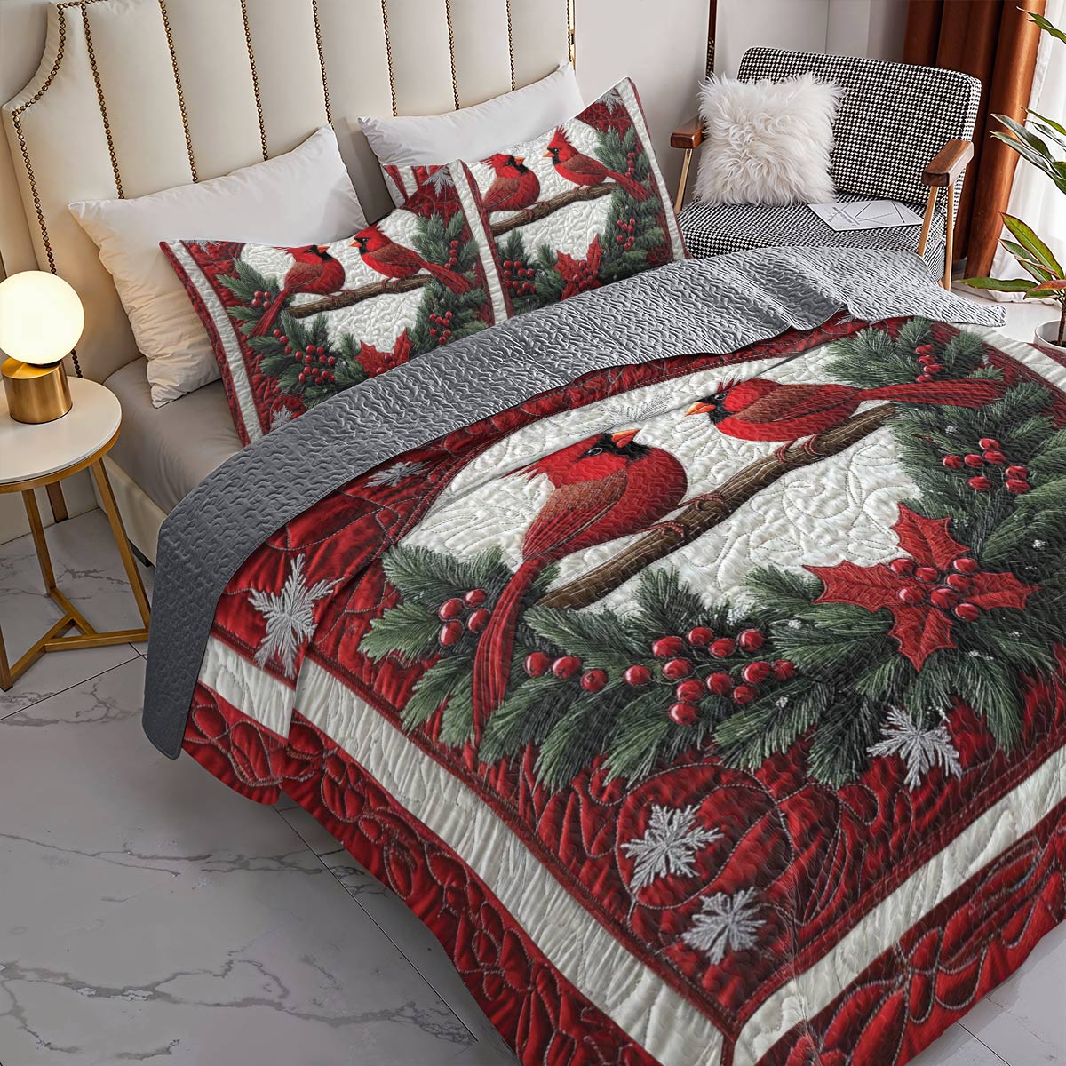 Shineful All Season Quilt 3-teiliges Set Cardinal Comfort