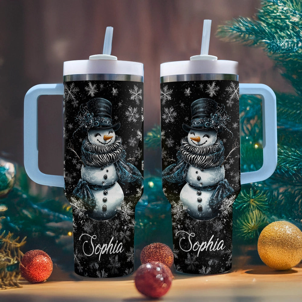 Shineful Tumbler Personalized Elegant Midnight Snowman