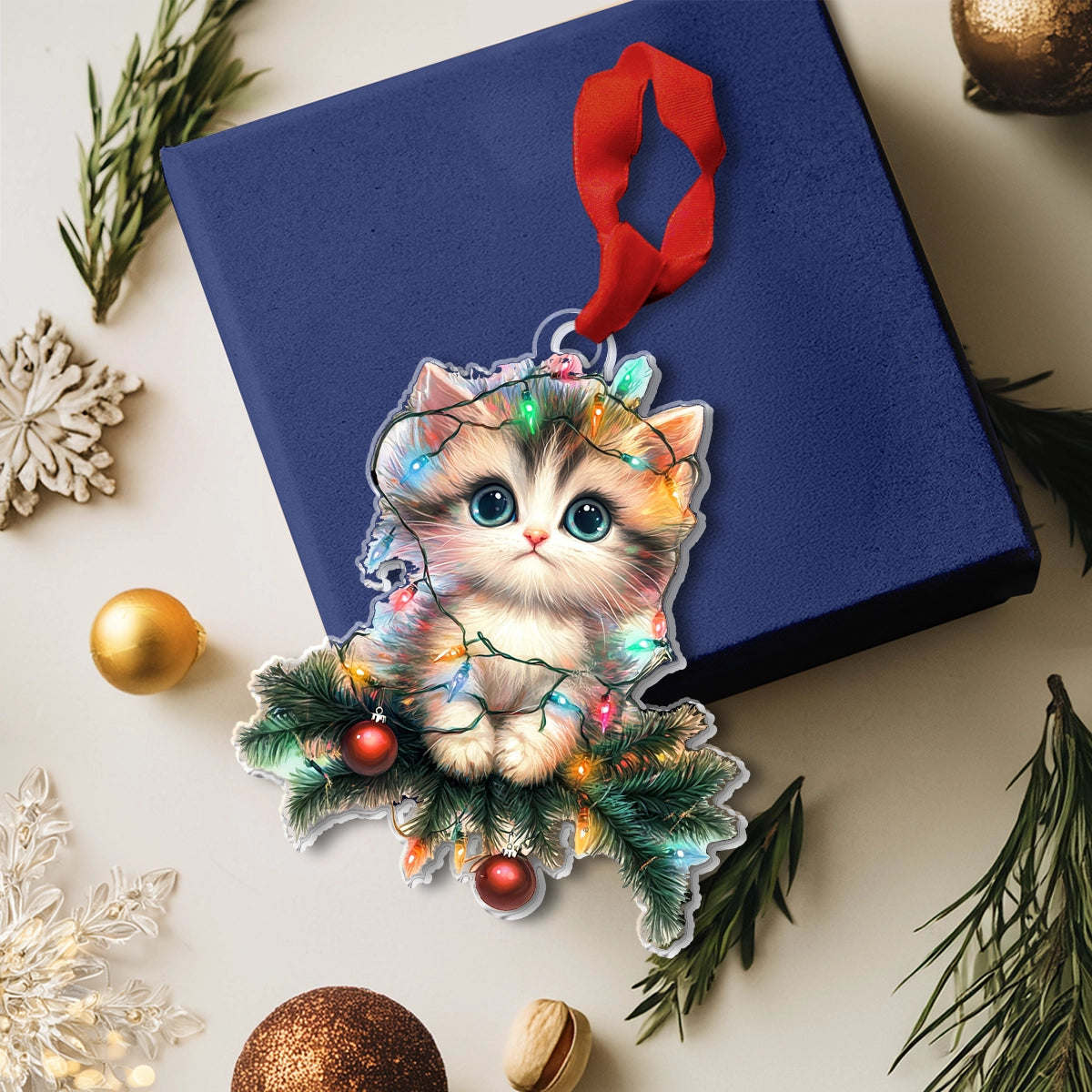 Shineful Acrylic Ornament Christmas Kitty