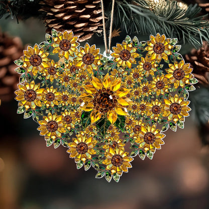 Shineful 2D Acrylic Ornament Sunflower Heart - Radiant Bloom of Love