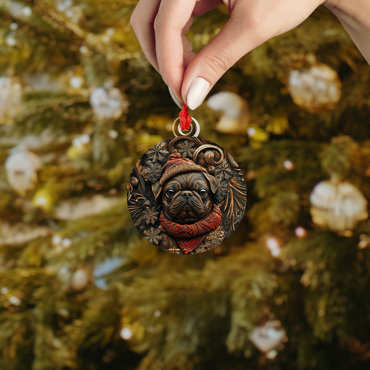 Shineful 2D Acrylic Ornament Winter Christmas Pug