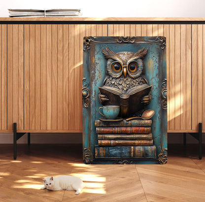 Shineful 2D Metal Sign The Wise Owl's Library