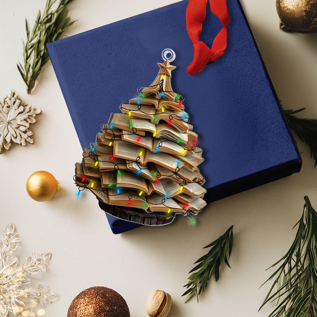 Shineful 2D Acrylic Ornament Wooden Book Christmas Tree