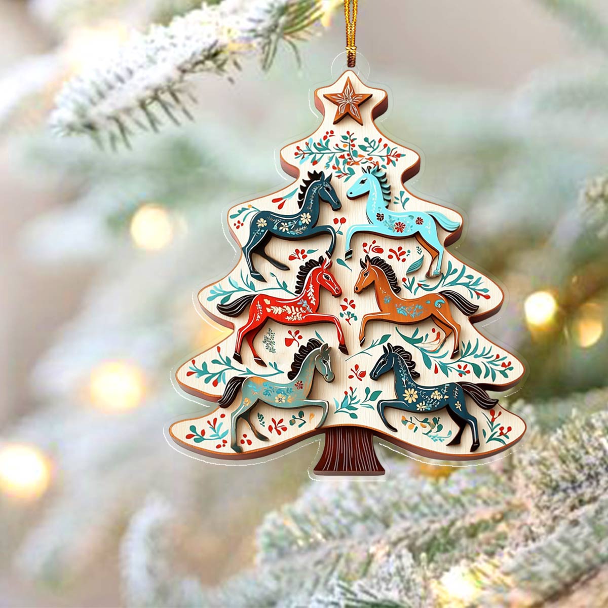 Shineful 2D Acrylic Ornament Gentle Horses Christmas Tree