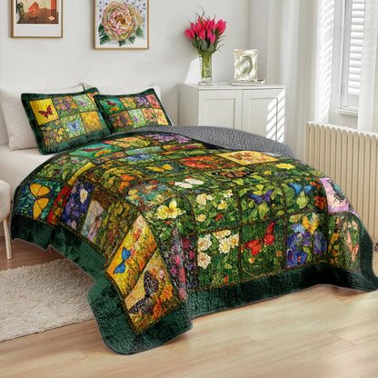 Shineful All Season Quilt 3-Piece Set Butterfly Meadow