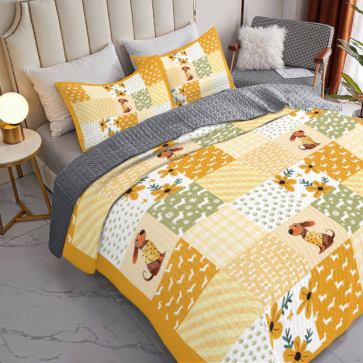 Shineful All Season Quilt 3-Piece Set Sunny Paws