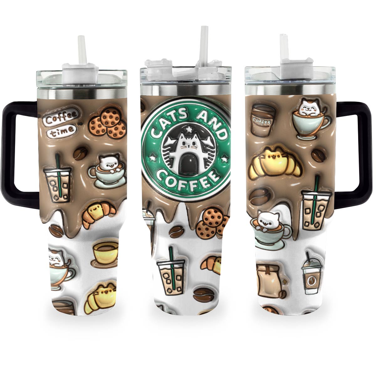 Shineful Tumbler Cat & Coffee 3D