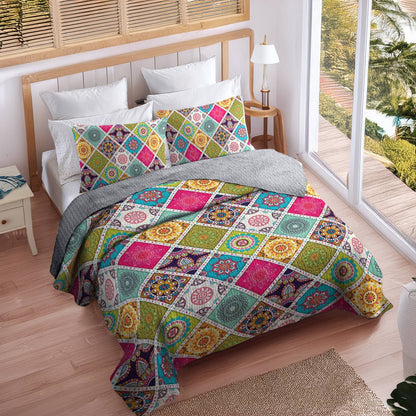 Shineful All Season Quilt 3-Piece Set Colorful Mosaic