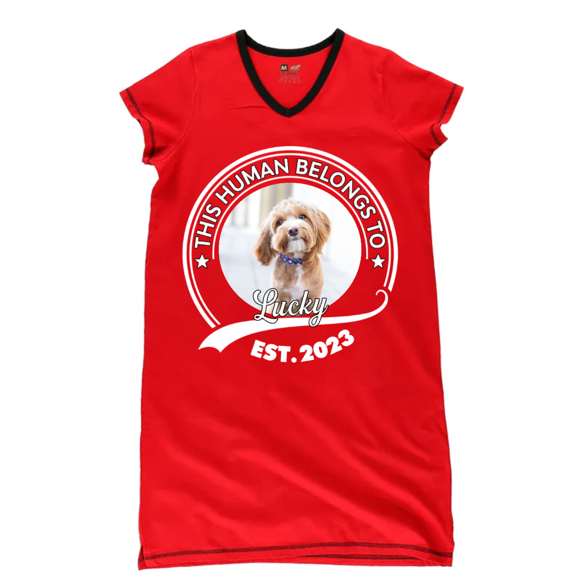 Dog Lovers - Human Belongs To Version 2 Personalized Women’s V-Neck Nightshirts V-Neck Women’s