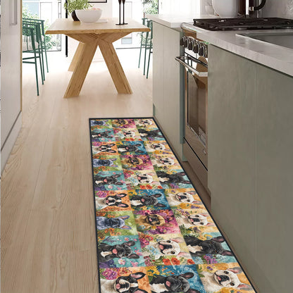 Shineful Ultra-Thin Non Skid Floor Mat, Kitchen Rugs French Bulldog Garden