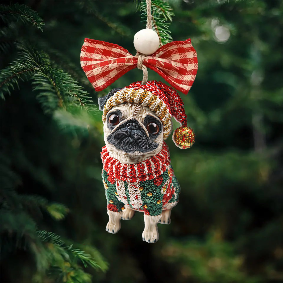 Shineful 2D Acrylic Ornament Chistmas Puggy