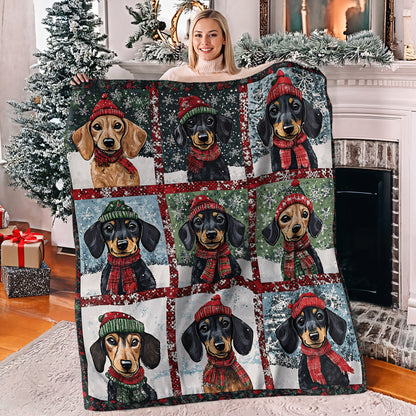 Shineful Fleece Blanket Dachshund Christmas