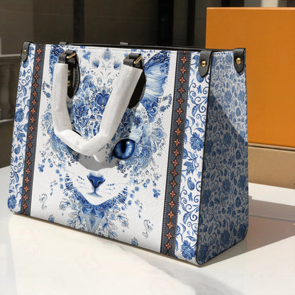 Shineful Leather Bag Blue Beauty Cat