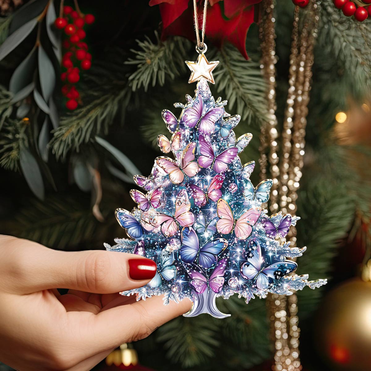 Shineful 2D Acrylic Ornament Butterfly Wonderland Christmas