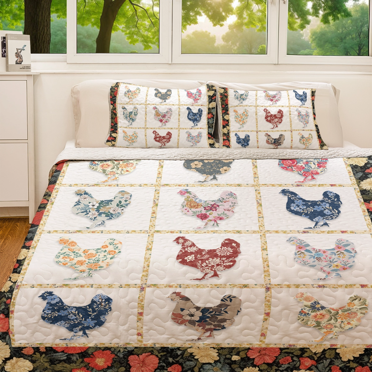 Shineful All Season Quilt 3-Piece Set Charming Chicken