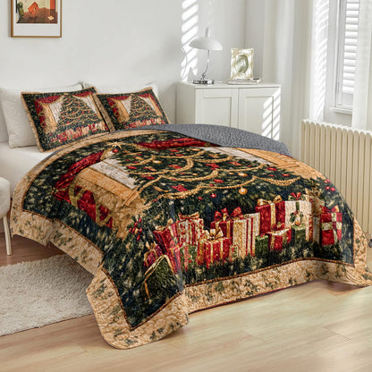 Shineful All Season Quilt 3-Piece Set Christmas Tree Holiday