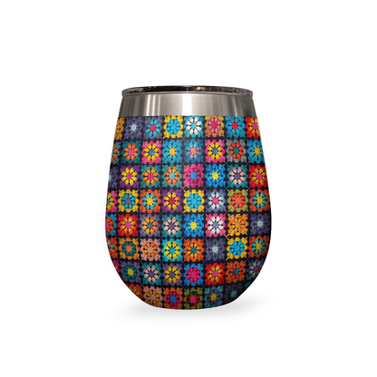 Shineful Wine Tumbler Crochet Granny/Mom Square Blanket