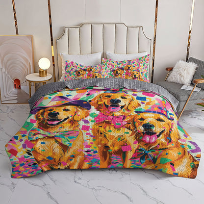 Shineful All Season Quilt 3-Piece Set Golden Party