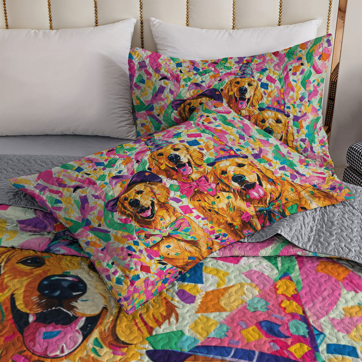 Shineful All Season Quilt 3-teiliges Set Golden Party