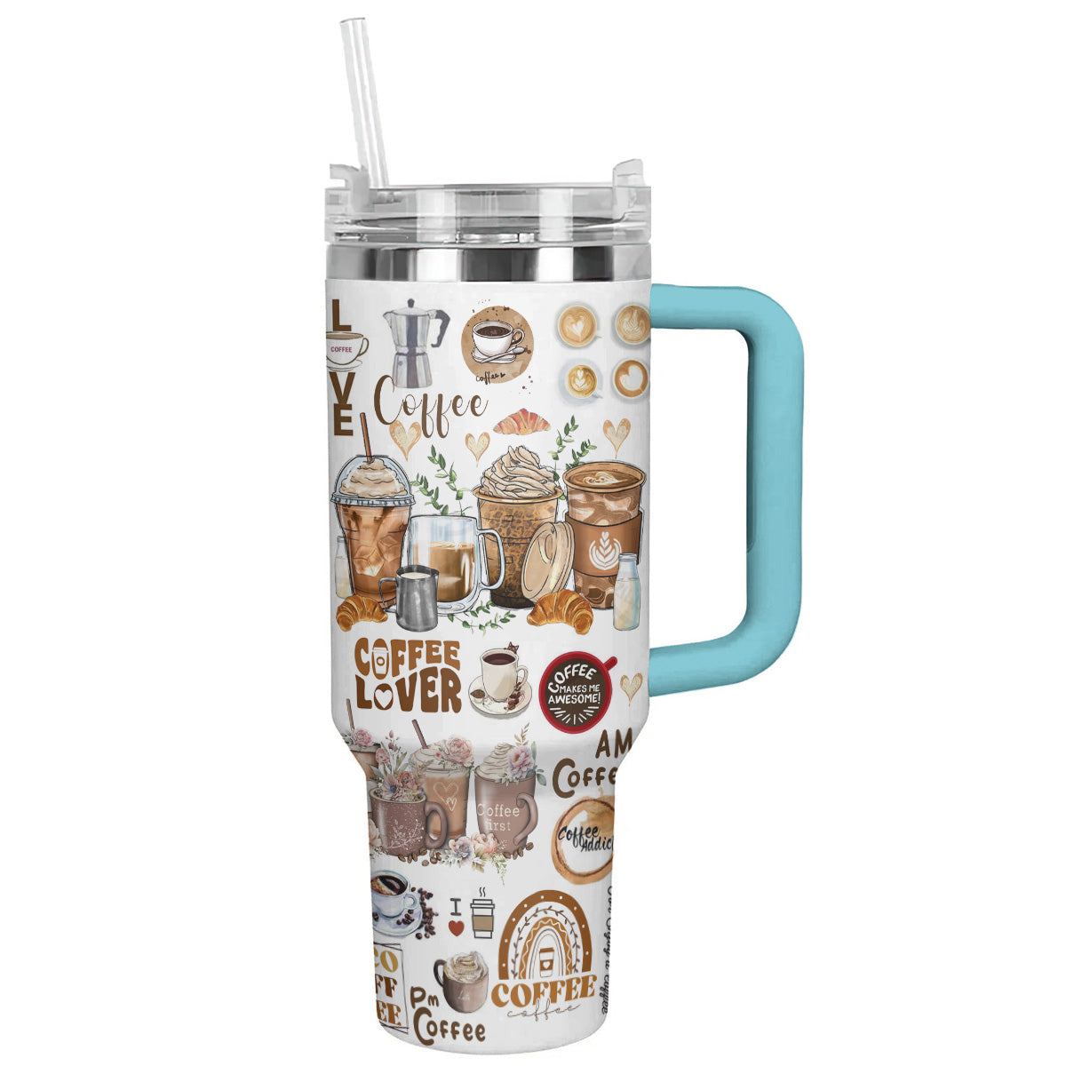 Coffee 40 Oz Shineful™ Tumbler Coffee Holic Nl09 Sky Blue 40Oz