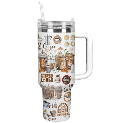 Coffee 40 Oz Shineful™ Tumbler Coffee Holic Nl09 White 40Oz