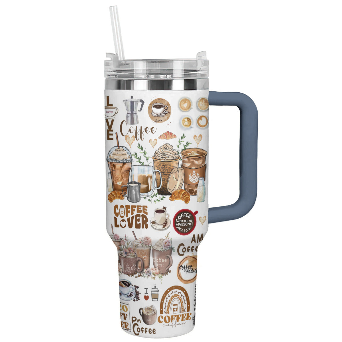 Coffee 40 Oz Shineful™ Tumbler Coffee Holic Nl09 Navy 40Oz