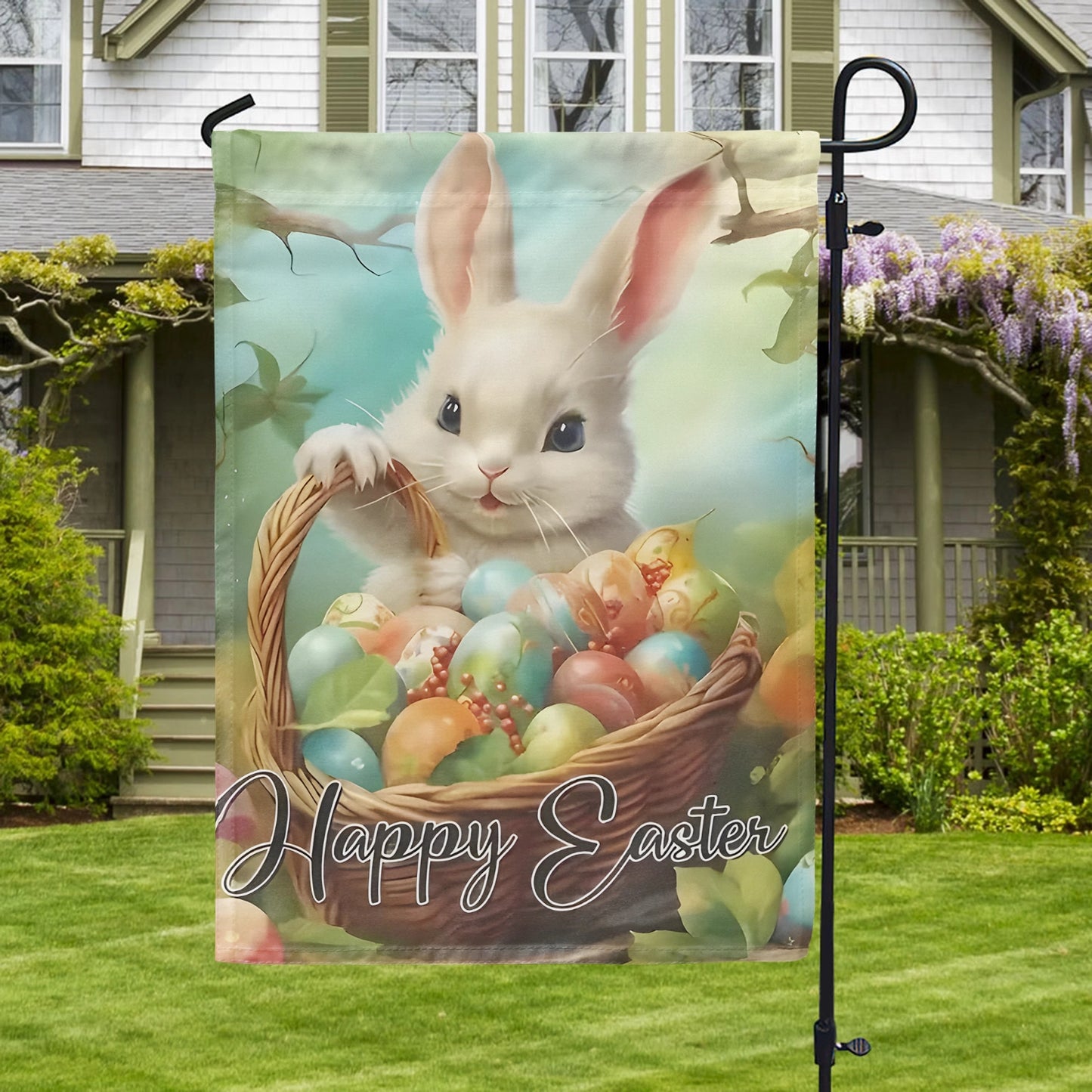 Shineful Garden Flag 12" x 18" Springtime Bunny Bliss