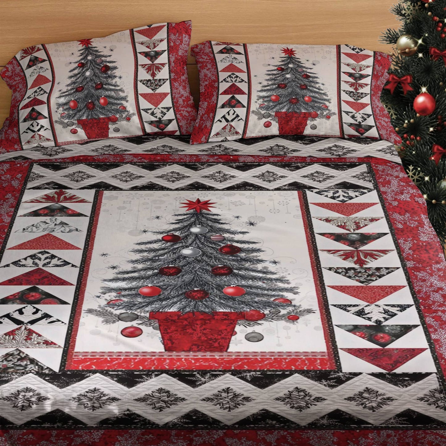 Shineful 4-Piece Bed Sheet Set Holiday Joy