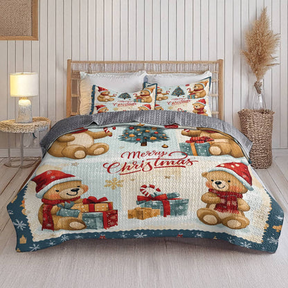 Shineful All Season Quilt 3-Piece Set - Merry Bear Christmas