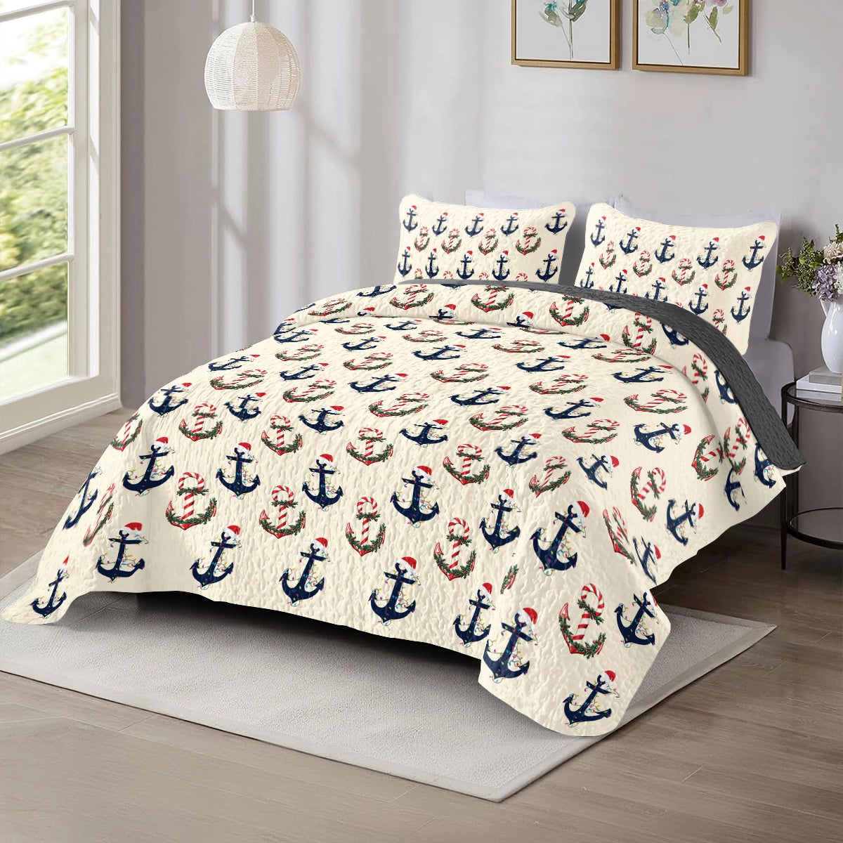 Shineful All Season Quilt 3-Piece Set - Sailing Holiday Anchors Aweigh