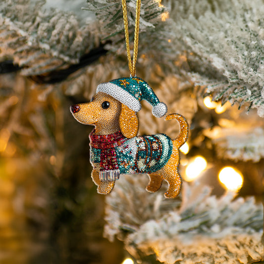 Shineful 2D Acrylic Ornament Twinkling Christmas Dachshund