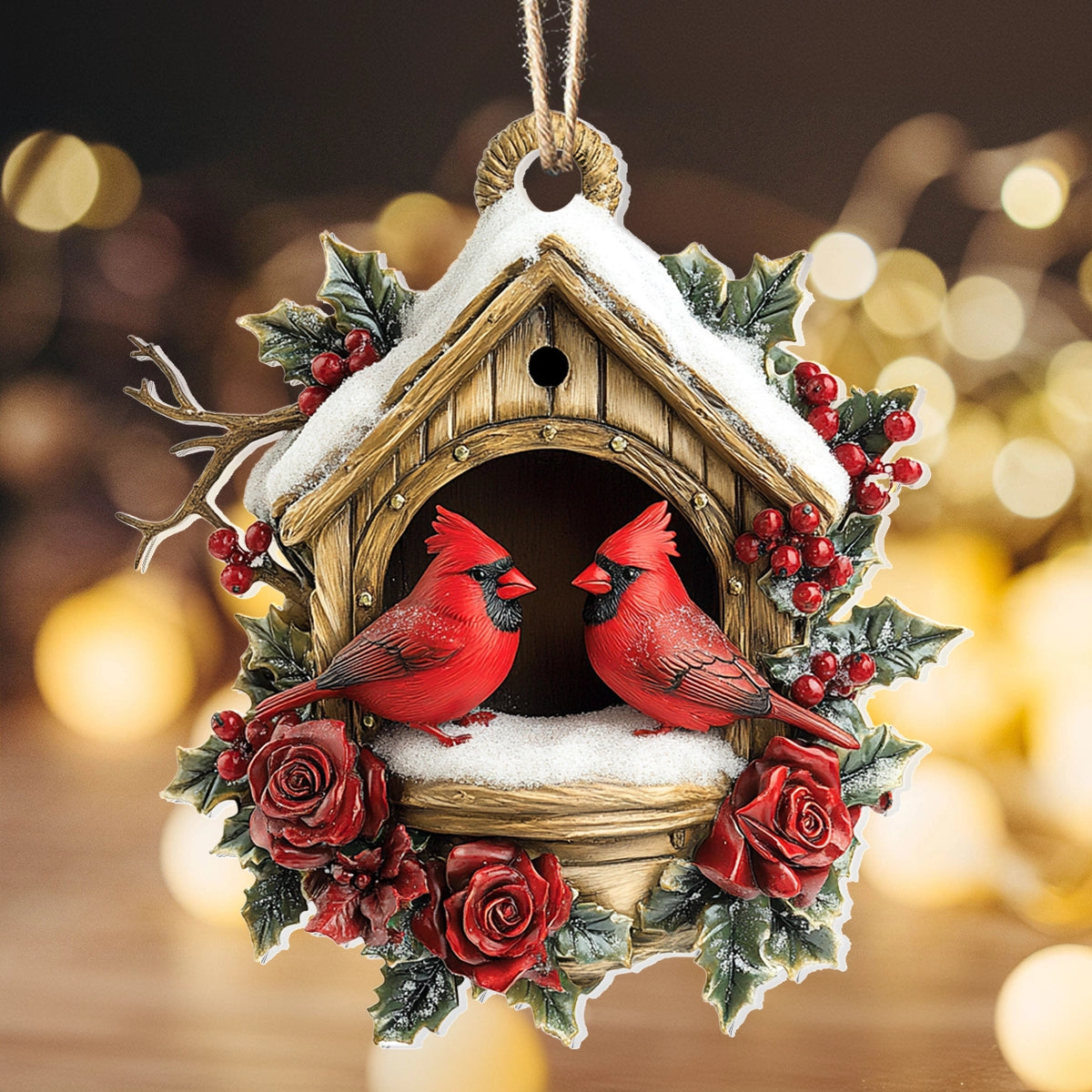 Shineful 2D Acrylic Ornament - Cardinal Cozy Haven