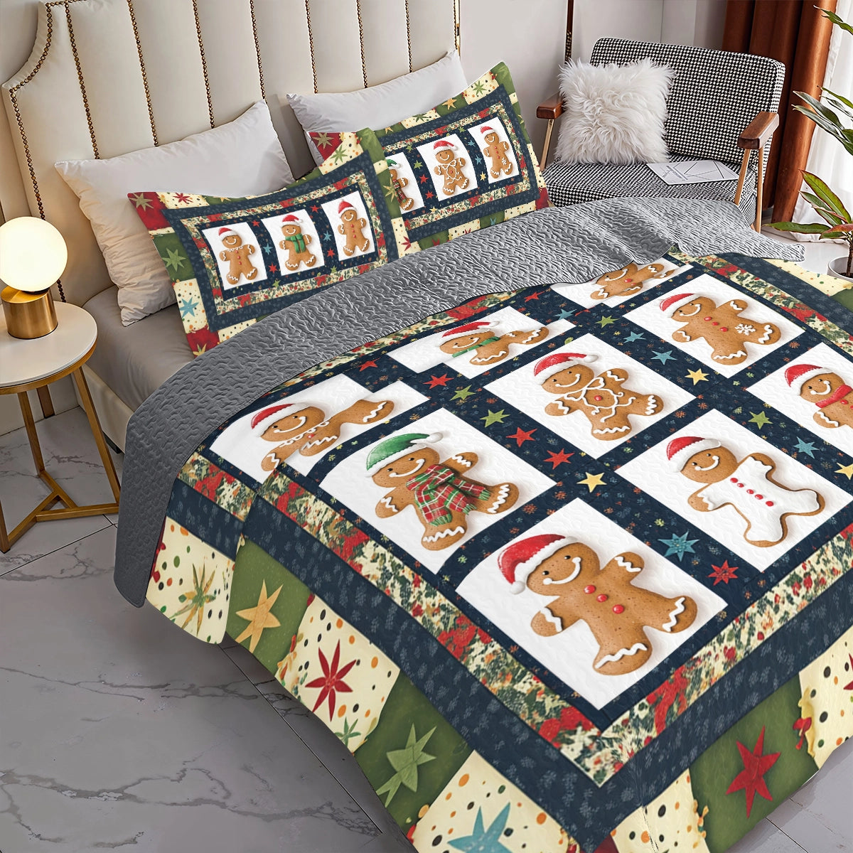 Shineful All Season Quilt 3-Piece Set Gingerbread Frost