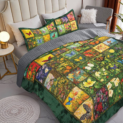 Shineful All Season Quilt 3-Piece Set Butterfly Meadow