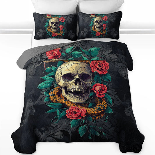 Shineful All Season Quilt 3-Piece Set - Romance Skull Poisoned Love