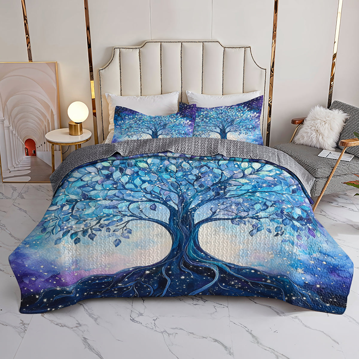 Shineful All Season Quilt 3-Piece Set - Celestial Tree of Life