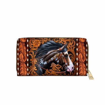 Shineful Leather Clutch Purse With Wristlet Strap Handle Western Majesty