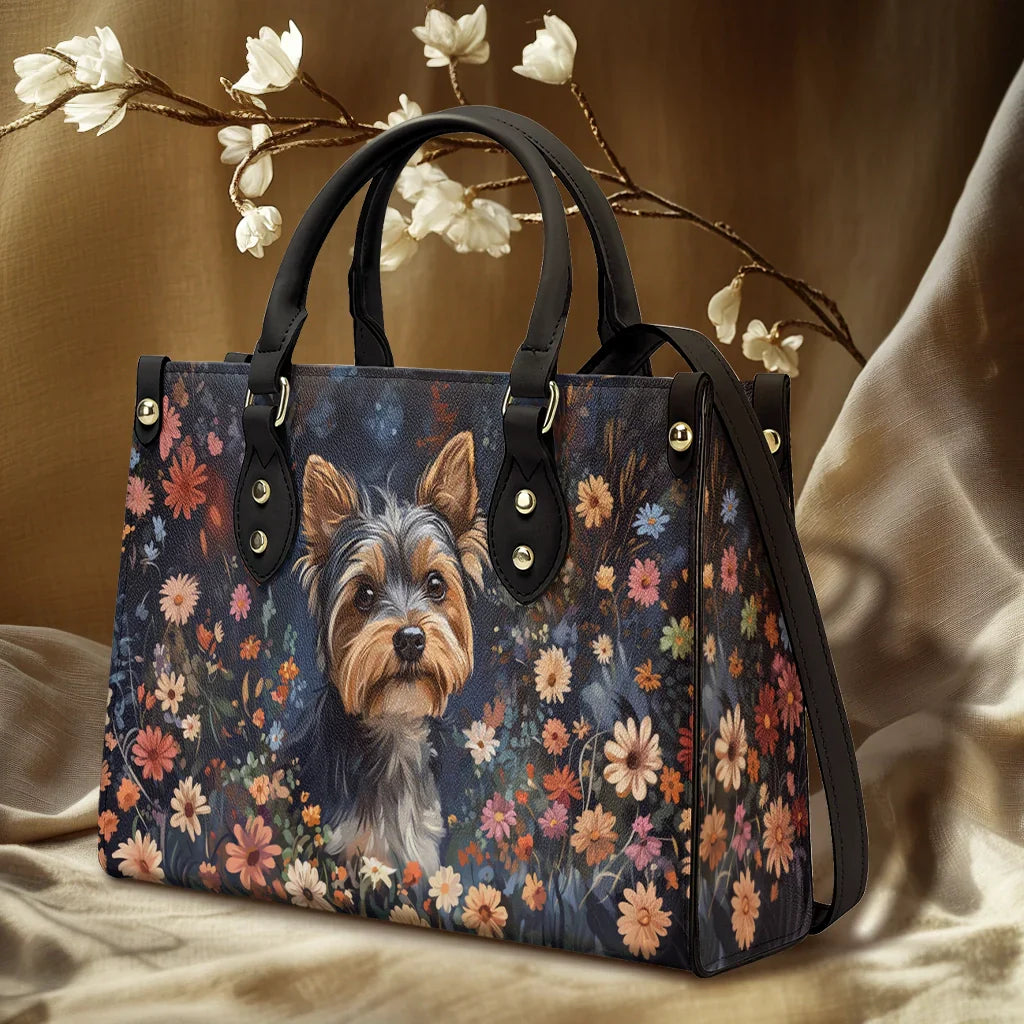 Shineful Leather Bag Personalized Enchanted Yorkie Bloom