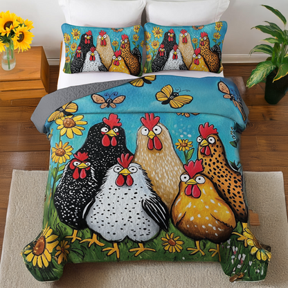 Shineful All Season Quilt 3-Piece Set Funny Feathered Friends