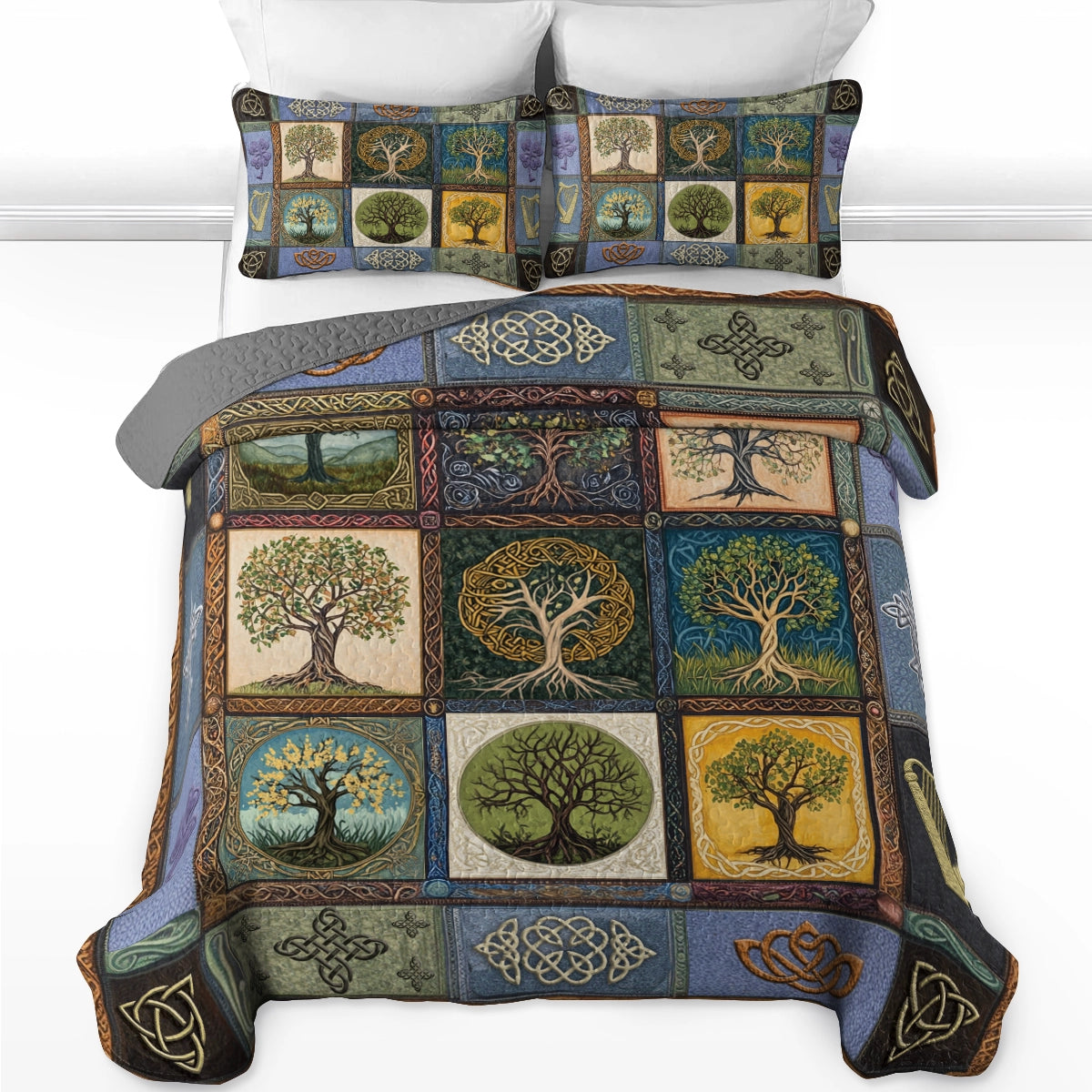 Shineful All Season Quilt 3-Piece Set Celtic Ancient Tree of Life