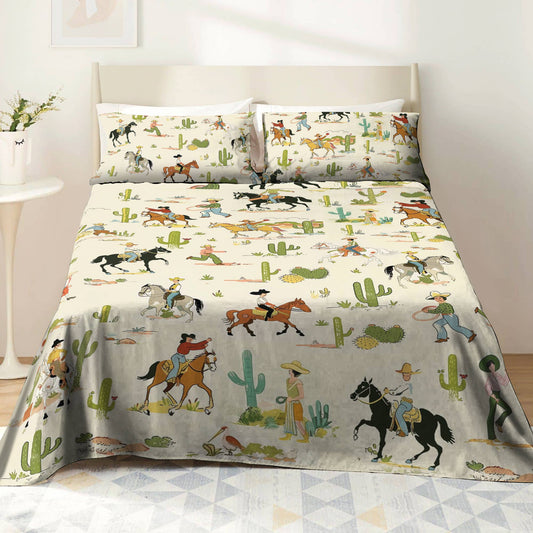 Ensemble de draps Shineful 4 pièces Cowboy Adventure