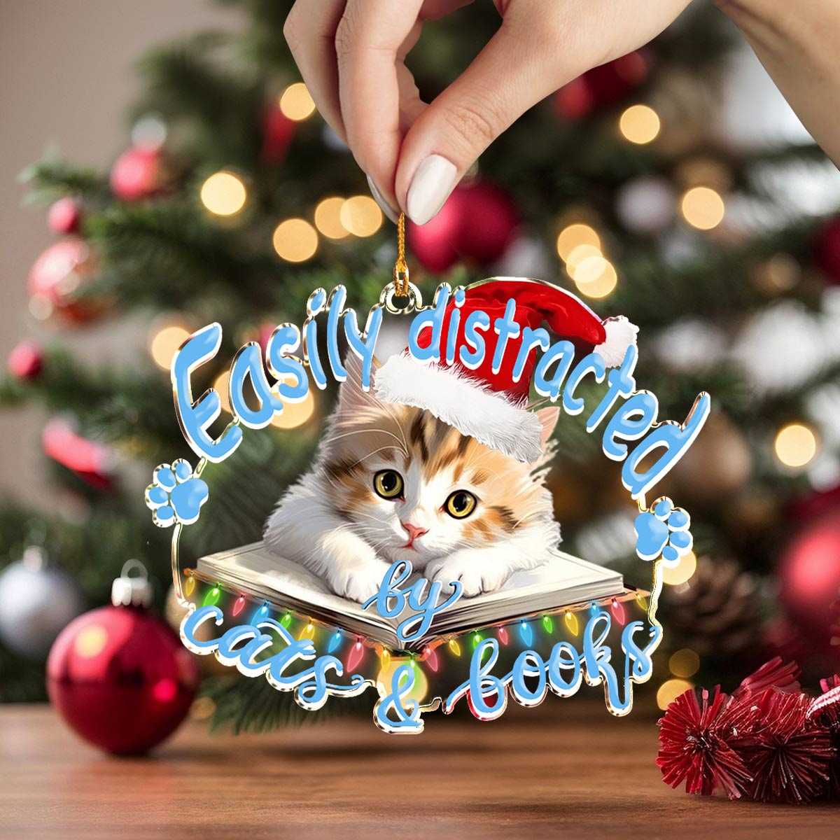 Shineful 2D Acrylic Ornament Cat & Book