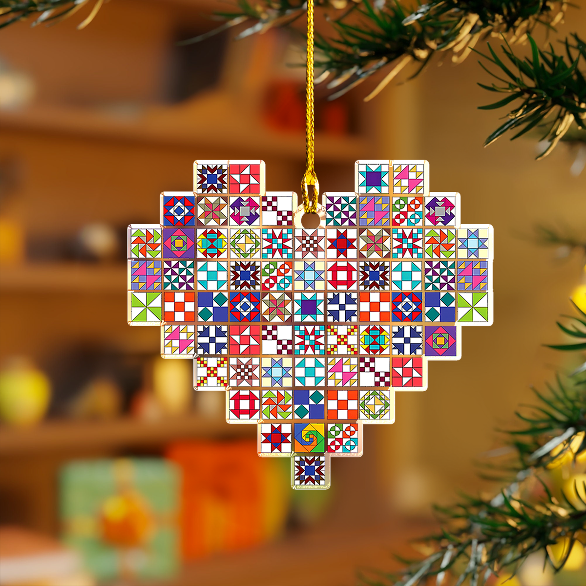 Shineful Decoration Ornament Quilting Blocks Heart