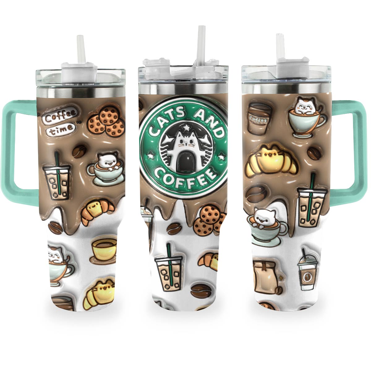 Shineful Tumbler Cat & Coffee 3D