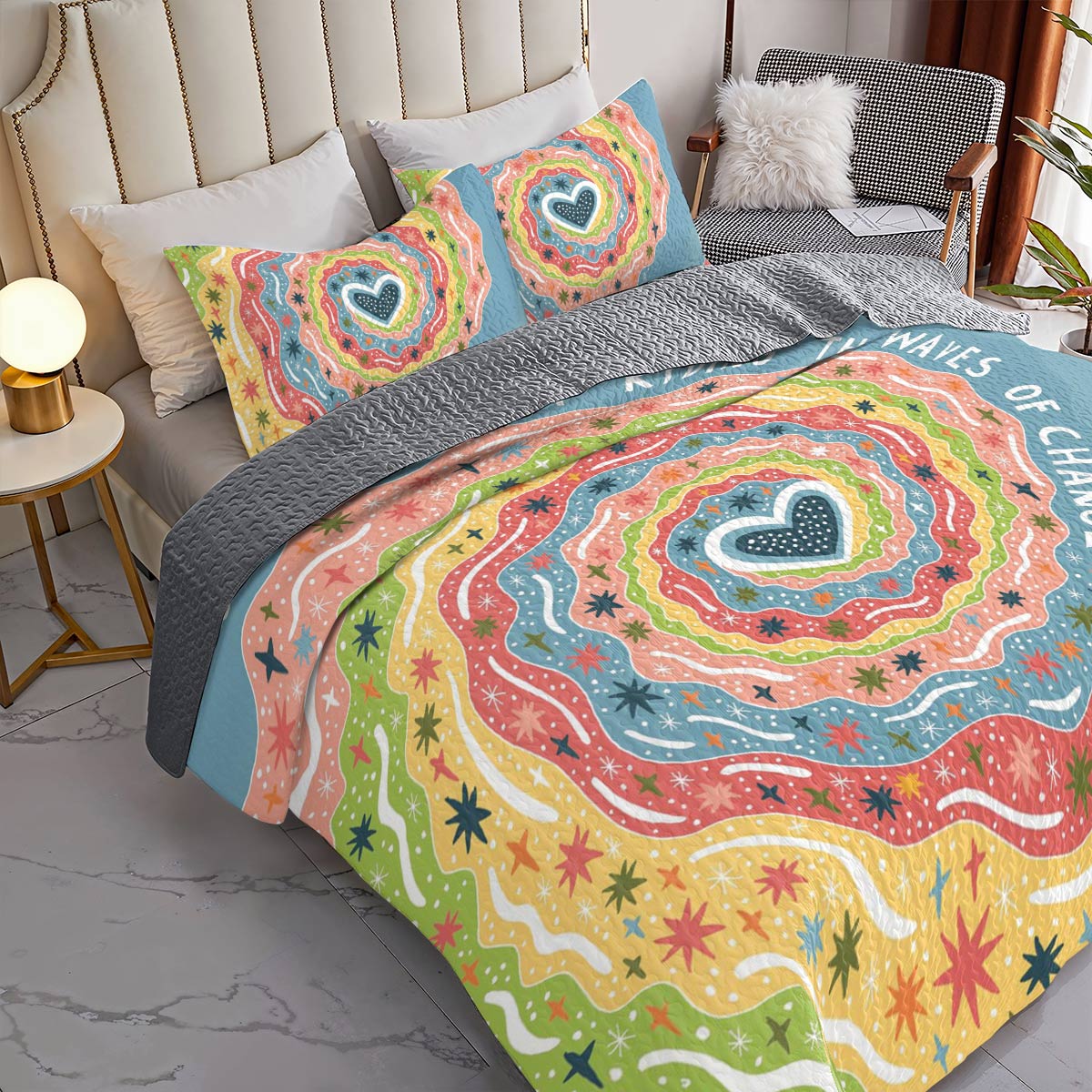 Shineful All Season Quilt 3-Piece Set The Waves