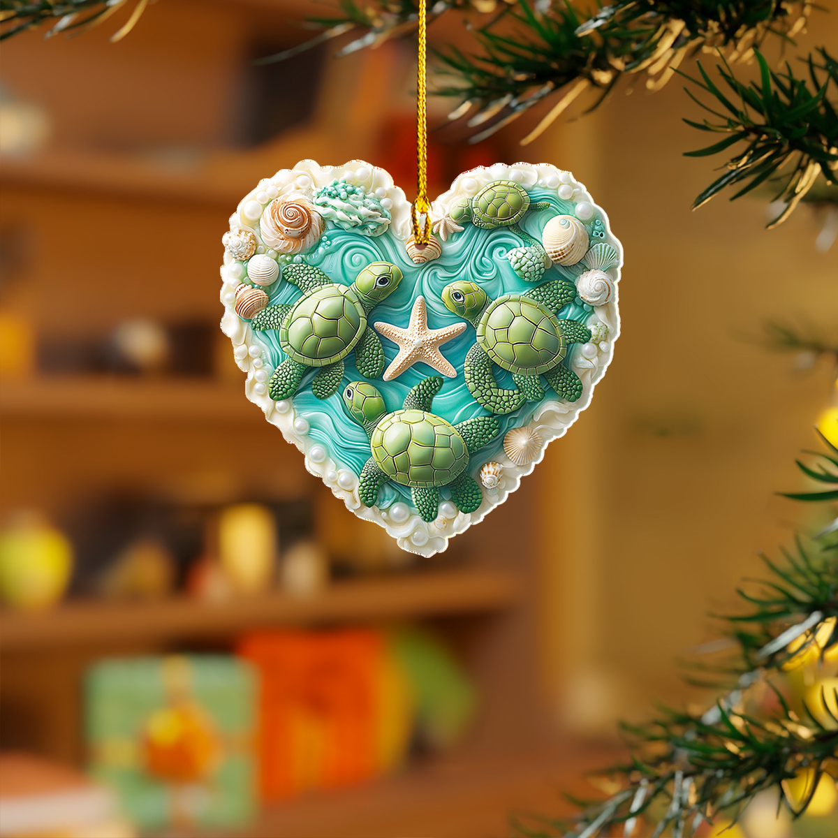 Shineful 2D Acrylic Ornament - Turtle Tide Heart