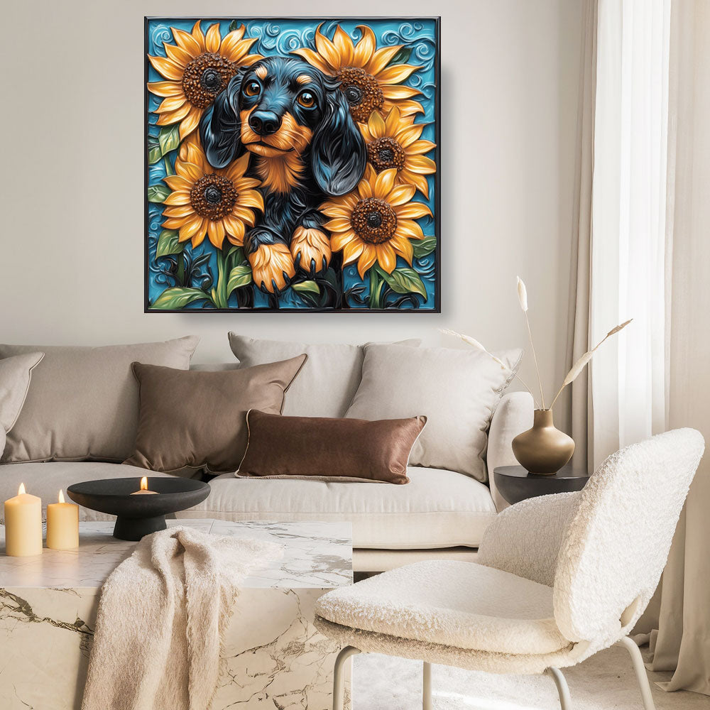 Shineful 2D Metal Sign Dachshund Sunflowers