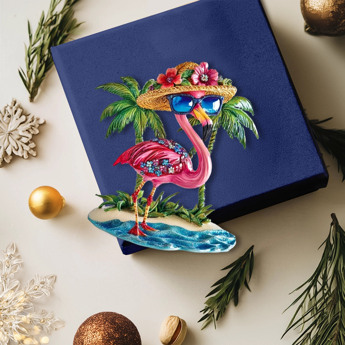 Shineful 2D Acrylic Ornament - Holiday Paradise Flamingo