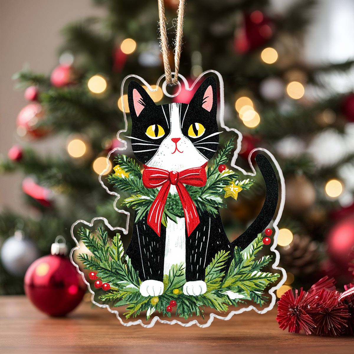 Shineful Acrylic Ornament Festive Feline