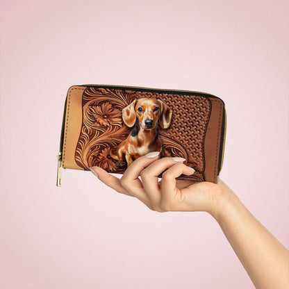 Shineful Leather Clutch Purse With Wristlet Strap Handle Dapper Doxie